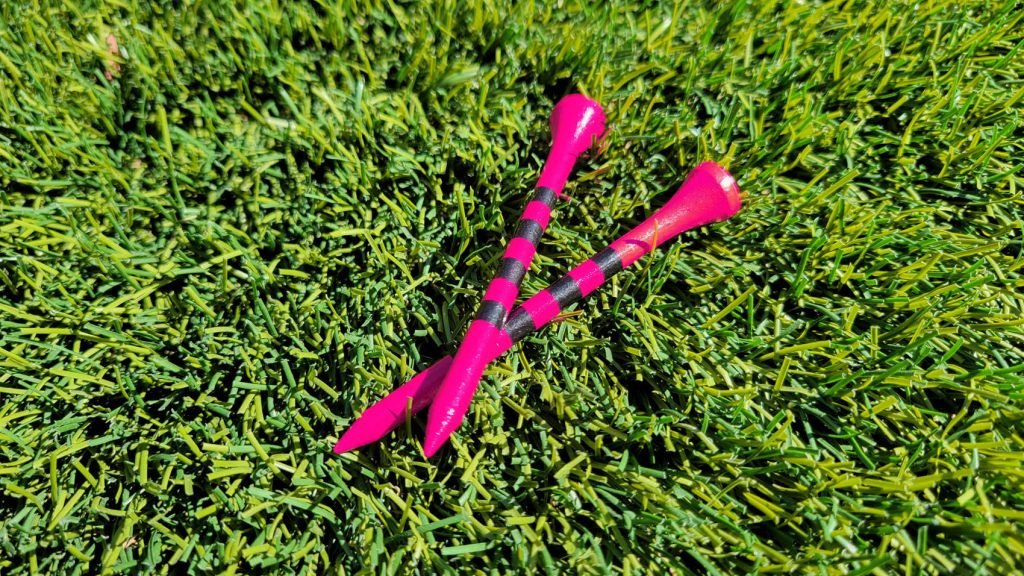 Pink Golf Tees with Black Precision Height Stripes