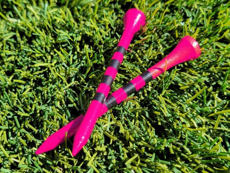 Pink Golf Tees with Black Precision Height Stripes