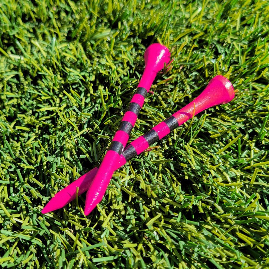 Pink Golf Tees with Black Precision Height Stripes